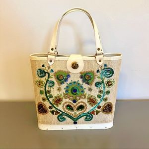 Vintage 1960s Enid Collins Jeweled Canvas Handbag